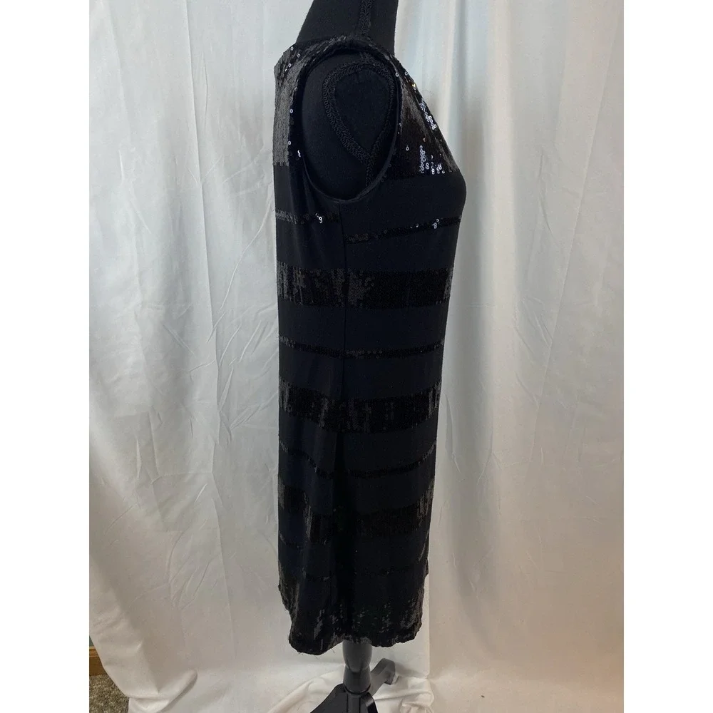 White House Black Market‎ Women's Size Small Black Sequin Striped  Sheath Dress